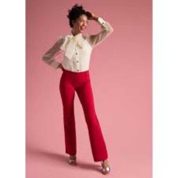 Betabrand Straight-Leg | Two-Pocket Dress Pant Yoga Pants (Poinsettia) Size 1X P - Picture 1 of 6